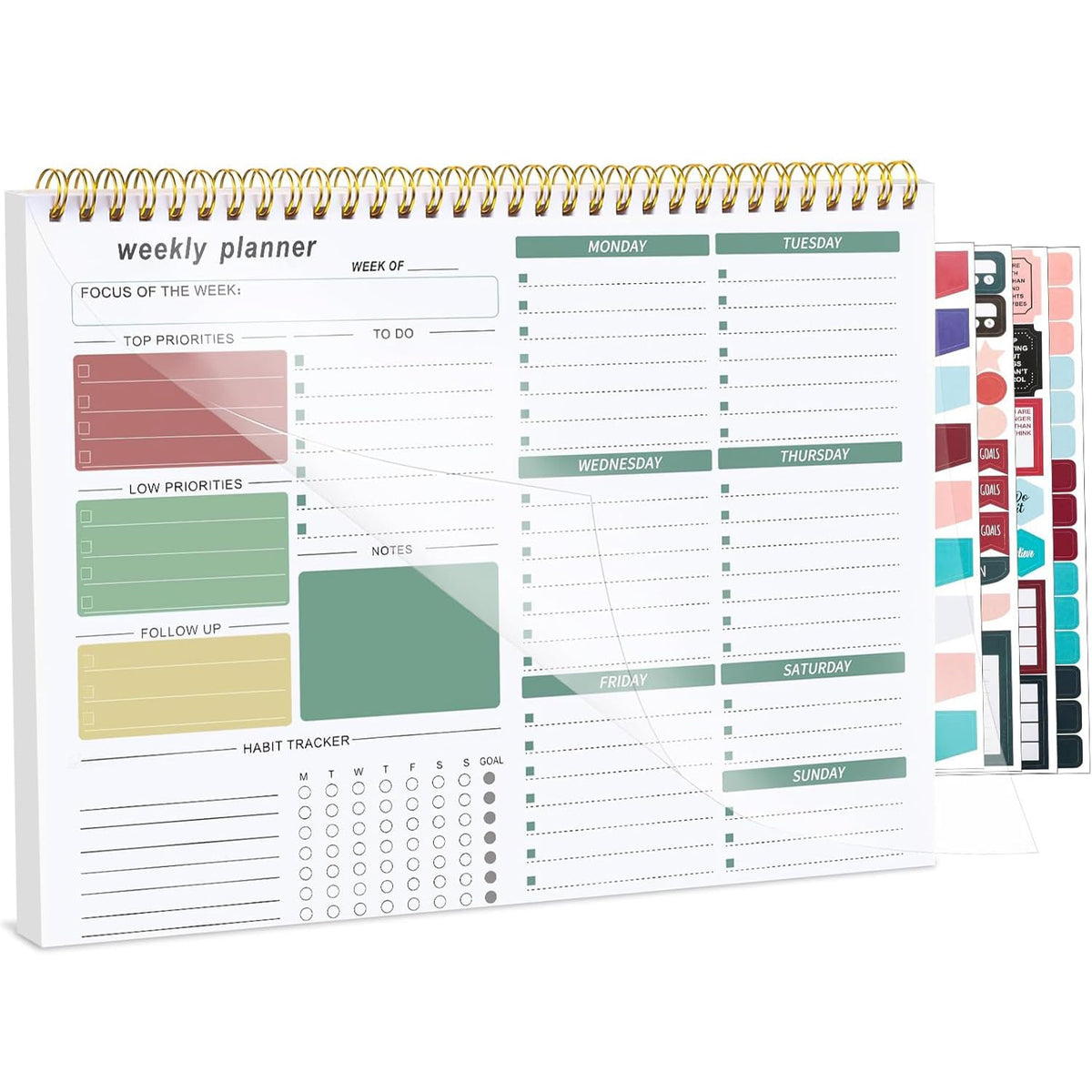 Thboxes Weekly Desk Planner, 8.5x11 In To Do List Notepad, 52 Sheets