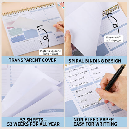 Thboxes Weekly Desk Planner, 8.5x11 In To Do List Notepad, 52 Sheets