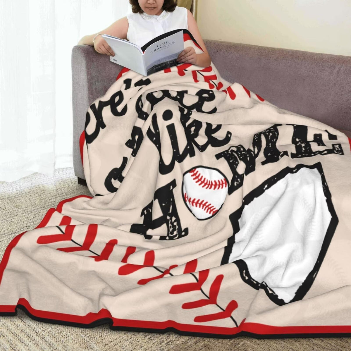 Baseball Throw Blanket Soft Flannel Blankets for Bed Couch Plush Cozy Blanket for Men Women Unisex Adults Micro Fleece Throws Unique Design 50''*40''