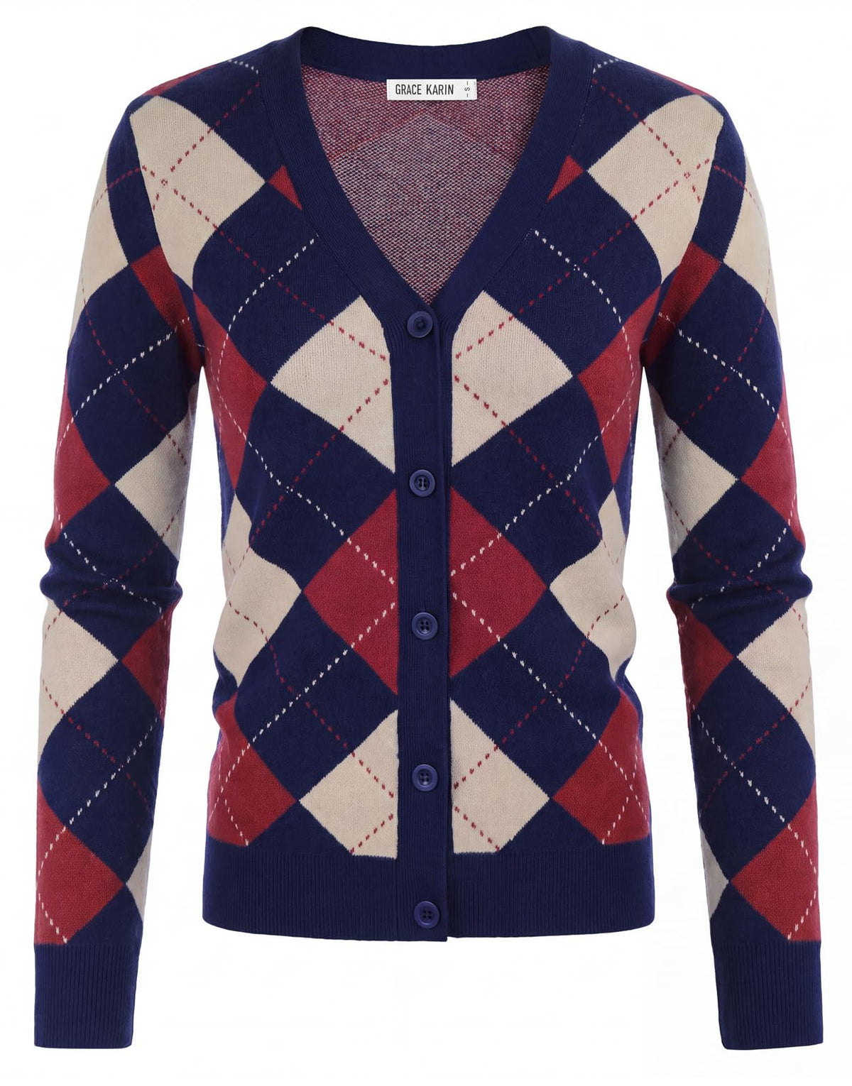 GRACE KARIN Cardigan Sweaters for Women - Argyle Sweater