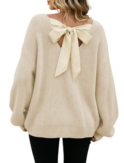 ZAFUL Women's Bow Chunky Knit Sweater