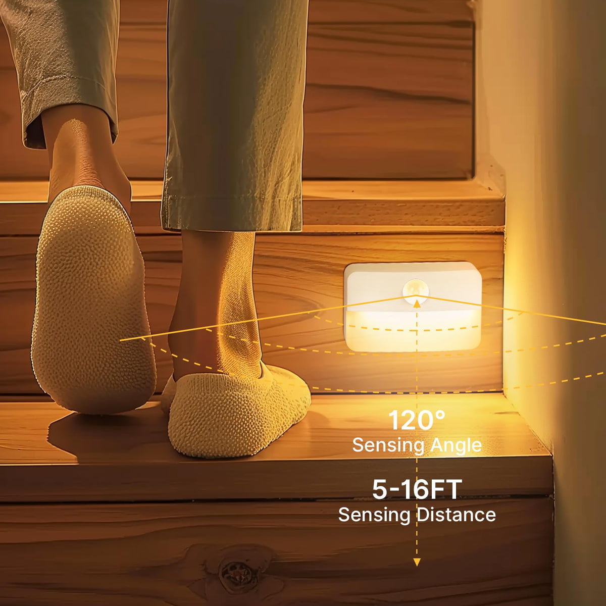 Guankai 8 Pack Motion Sensor Stair Light for Indoor, Battery Operated
