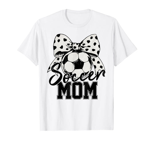 Soccer Mom Polka Dot Bow Sports Mama T-Shirt - Custom Art Print for Adults
