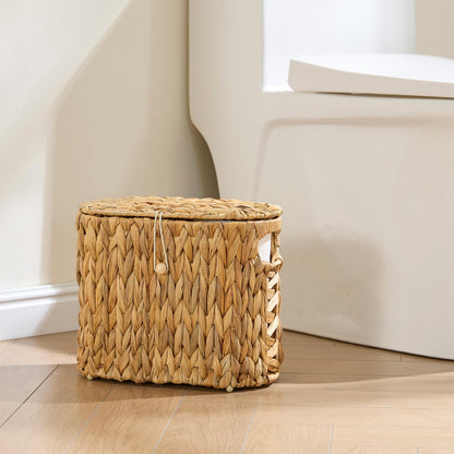 Yangqihome Toilet Paper Storage, Water Hyacinth Toilet Paper Storage with Lid