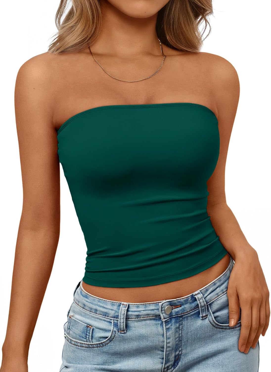 Trendy Queen Women's Strapless Bandeau Crop Top