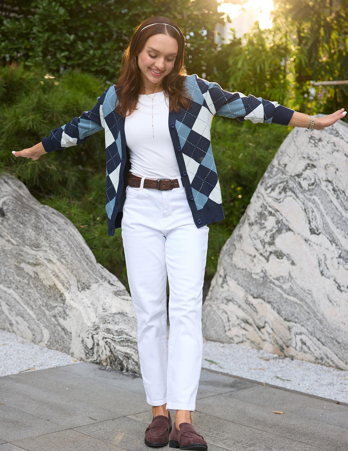 GRACE KARIN Cardigan Sweaters for Women - Argyle Sweater