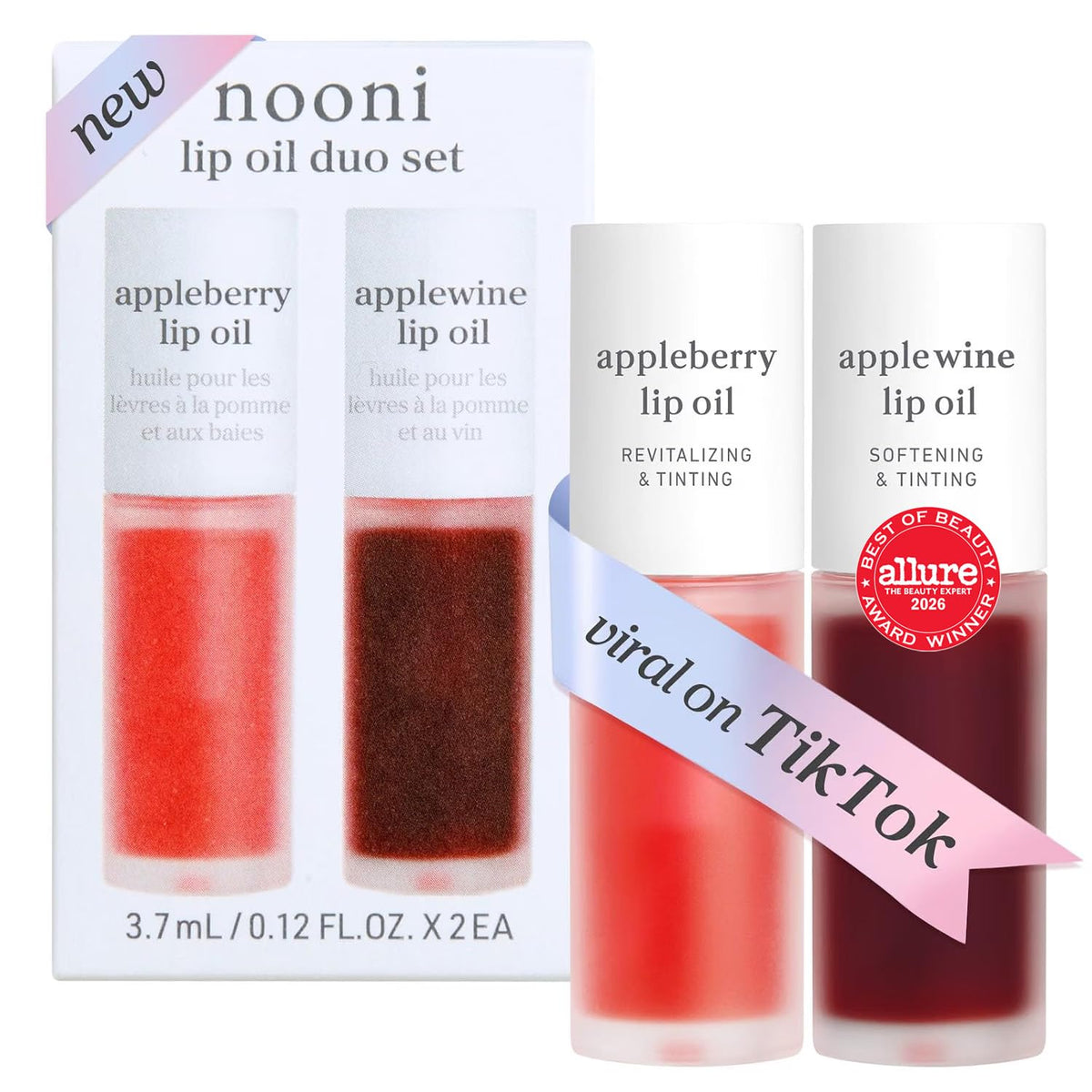 NOONI Korean Lip Oil - Applepeony - pH Color-Changing Plumping Lip Gloss