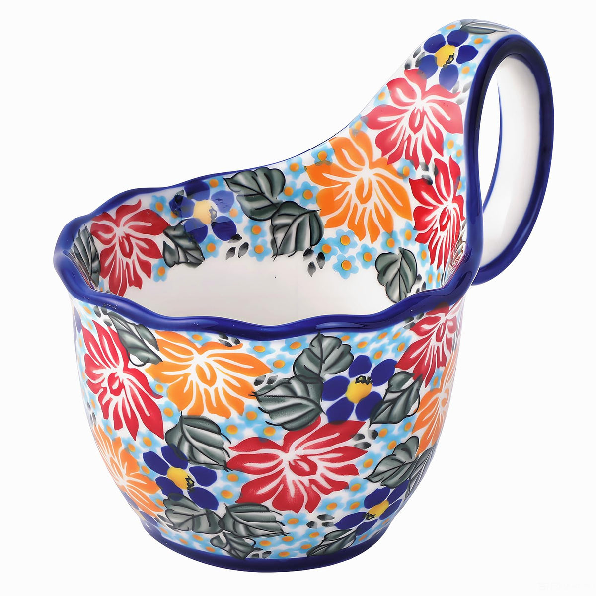 Alma Handpainted Microwavable Soup Bowl with Loop Handle 18.6Oz, Cereal Bowl with Handle