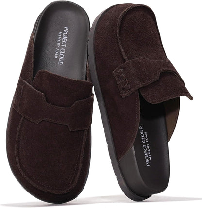 Project Cloud 100% Genuine Leather Slip-On Womens Clogs Mules for Women