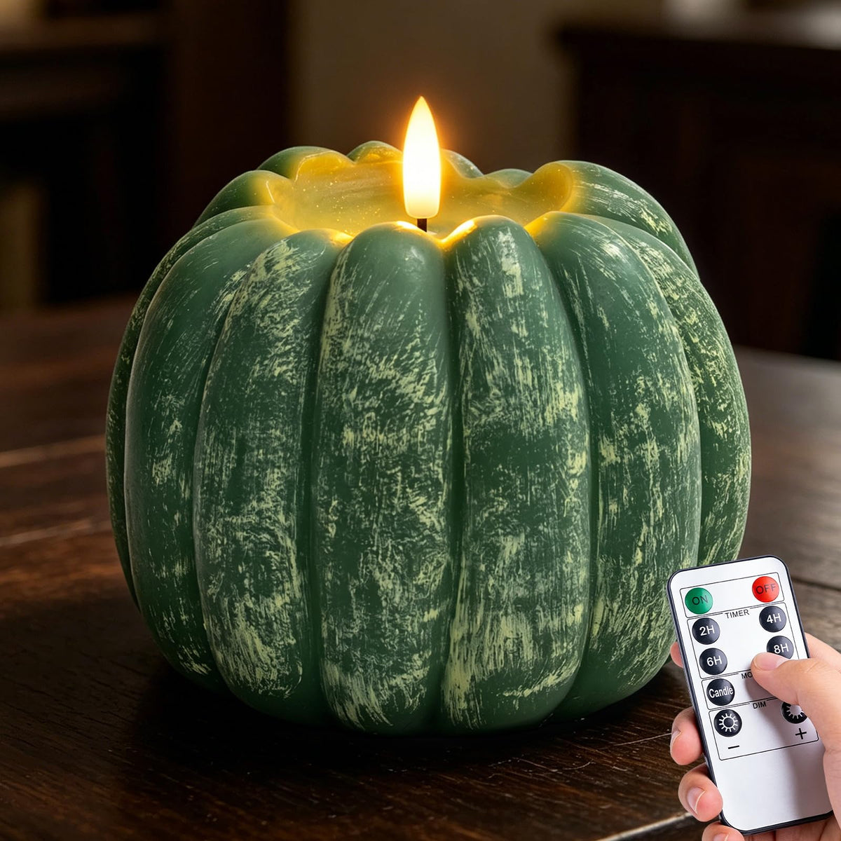 Fall Decor, Fall Decorations for Home - Flameless Pumpkin Candle with Timer Remote - Room Bedroom Table Farmhouse Decor for Halloween, Thanksgiving, Orange+white