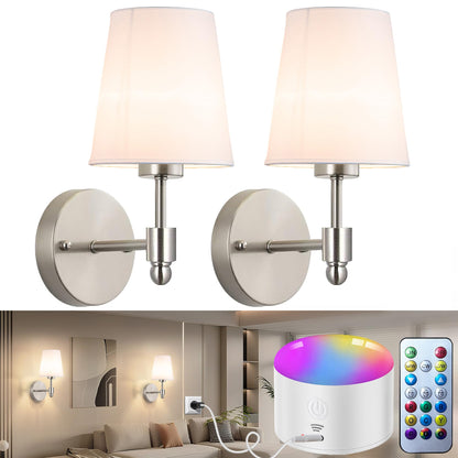 Yhcdlamp Battery Operated Wall Sconce Light with Remote Control, Dimmable Wall Sconce Set of 2