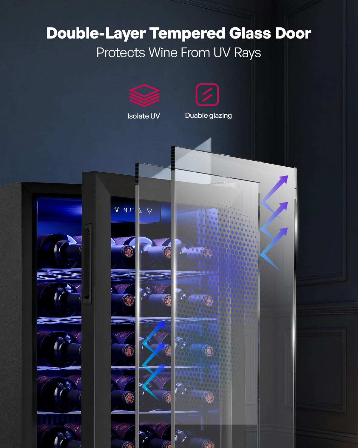 Icyglee 25 Bottle Compressor Wine Cooler Refrigerator