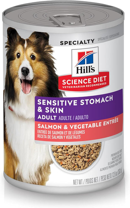 Hill's Science Diet Adult Sensitive Stomach & Skin Wet Dog Food, Turkey & Rice, 12.5 Oz. Cans, 12-Pack