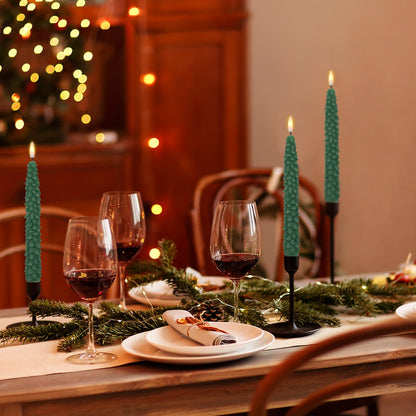 Green Christmas Tree Flameless Taper Candles Battery Operated Remote Timer