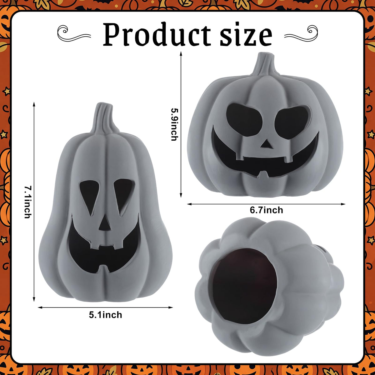 Tioncy 2 Pack Fall Decor Halloween Decorations Terracotta Pumpkin Decoration Handmade Clay Pumpkin Jack-O-Lantern Halloween Tealight Holder Rustic Farmhouse Fall Home Decor for Table(orange)