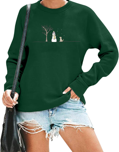 Christmas Sweatshirts for Women Cute Christmas Tree Graphic Long Sleeve Shirt Xmas Holiday Party Pullover Blouse