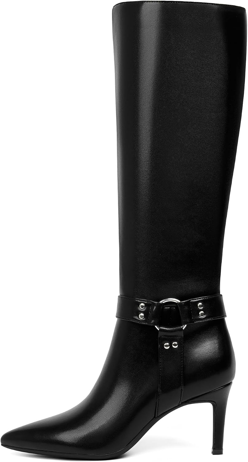 Easyfox Knee High Boots Women Pointed Toe Stiletto Heel Tall Boots