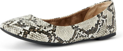 Amazon Essentials Women's Comfortable Round Toe Ballet Flats, Cushioned Memory Foam
