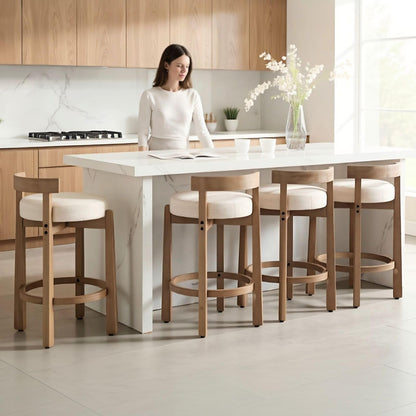 Lukealon Mid Century Linen Counter Stools Set of 4