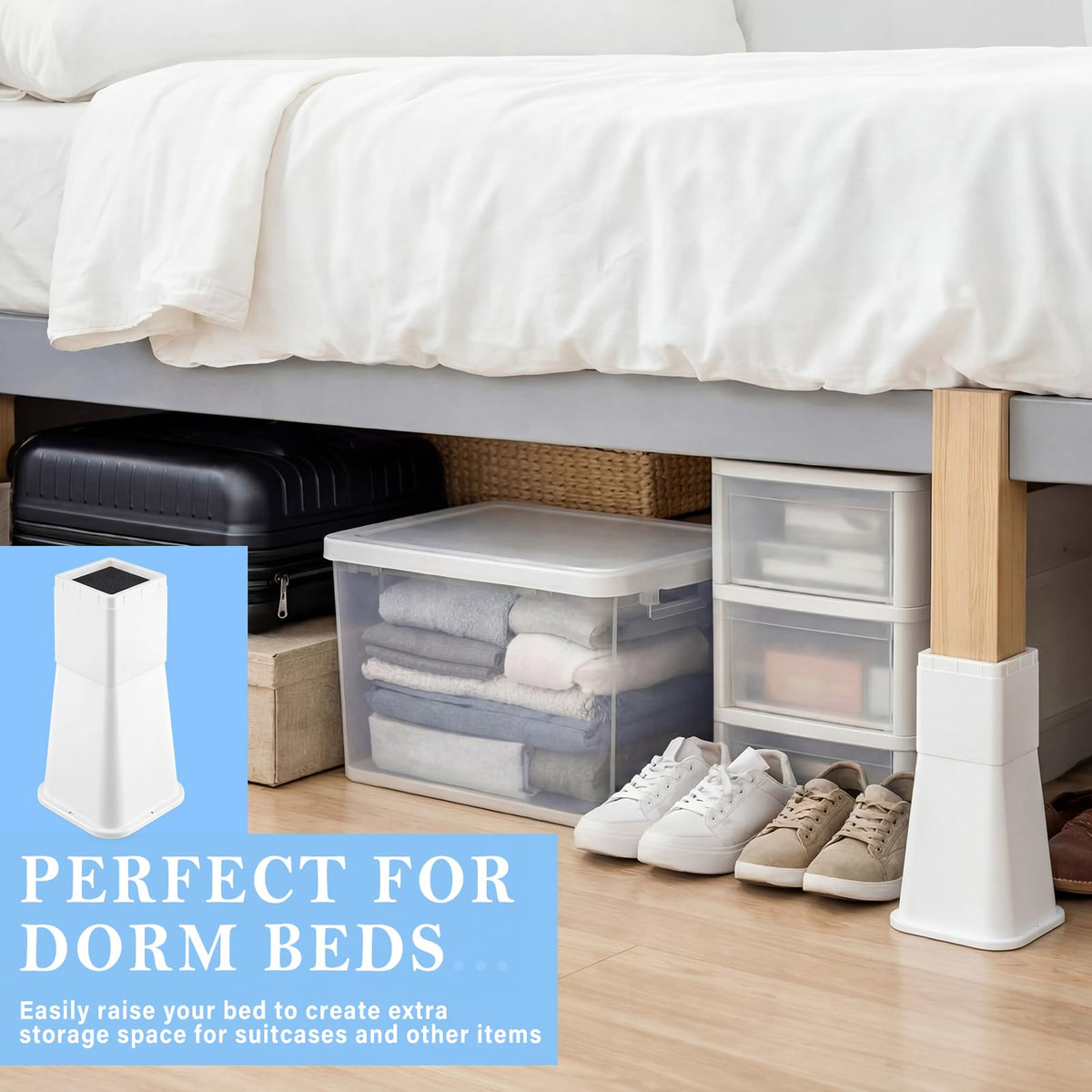 Novabright 4 Pack 12 Inch College Dorm Bed Risers