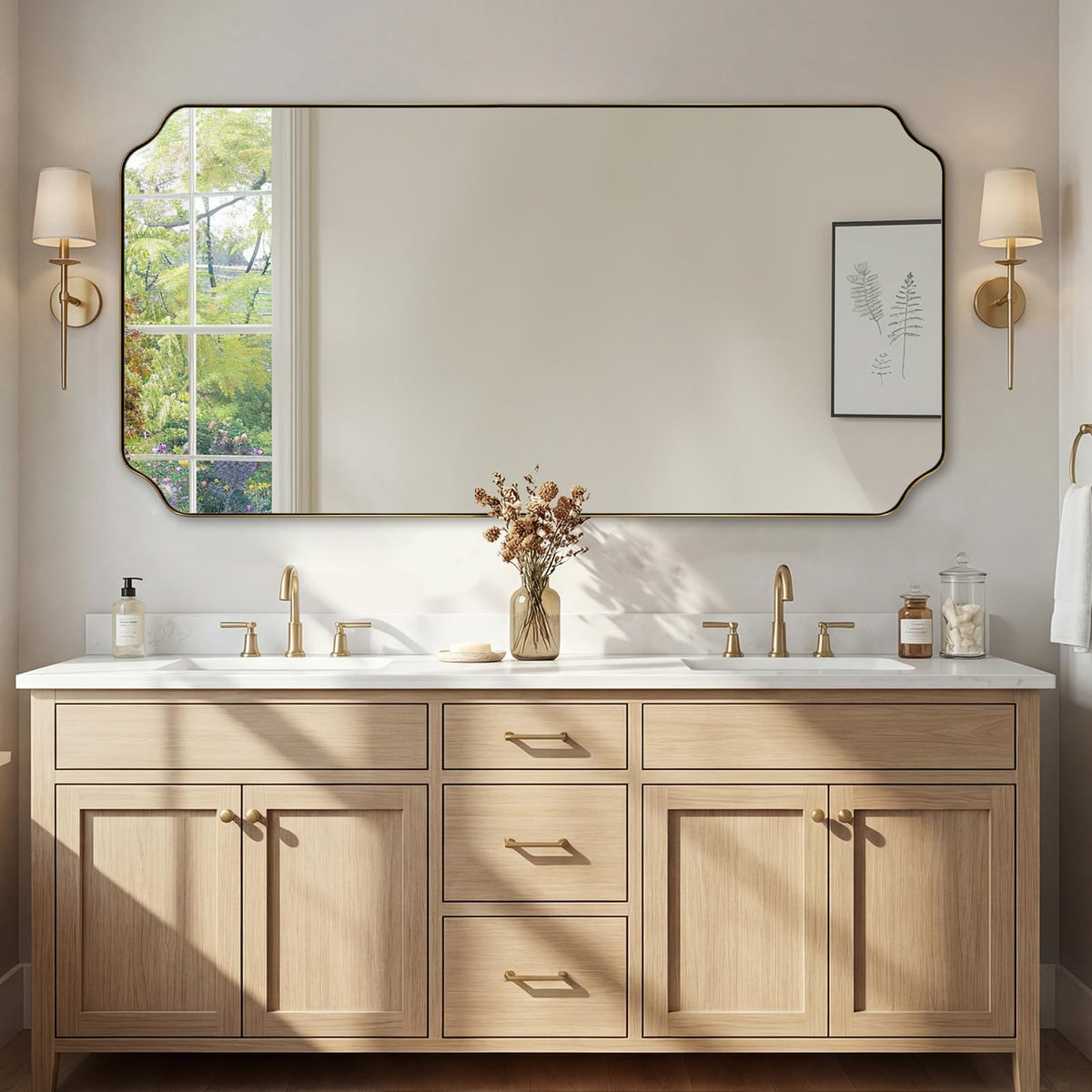 Andy Star Unique Rectangle Wall Mirror, 24"X32"