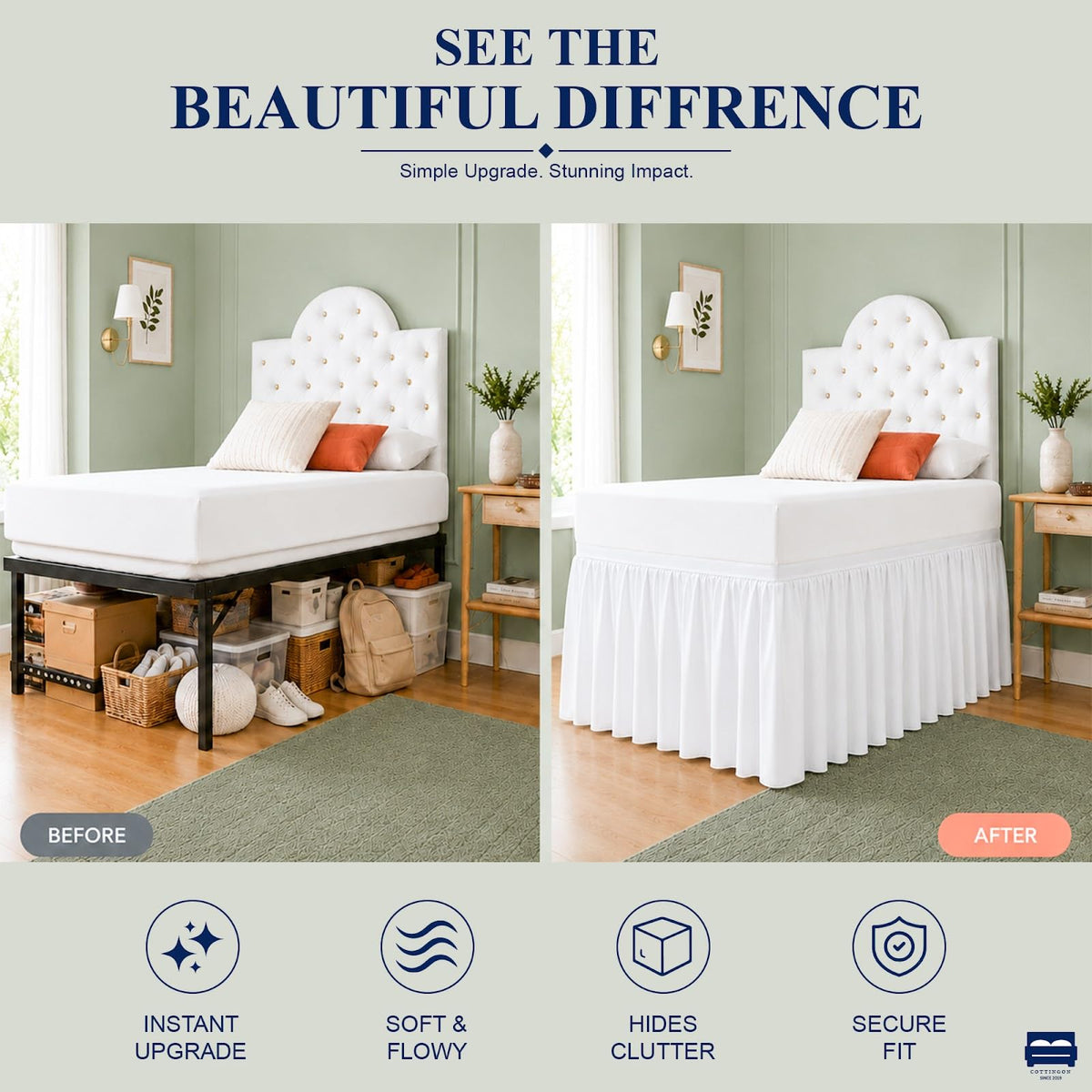 Cottingon Dorm Room Bed Skirt Twin XL