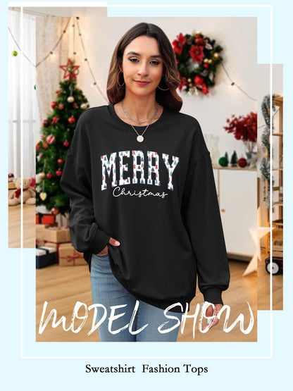 Christmas Shirts For Women Merry Christmas Graphic Crewneck Sweatshirt Tops