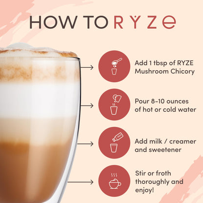 Ryze Superfoods Mushroom Medium Roast Coffee Usda Organic with 6 Adaptogenic Mushrooms