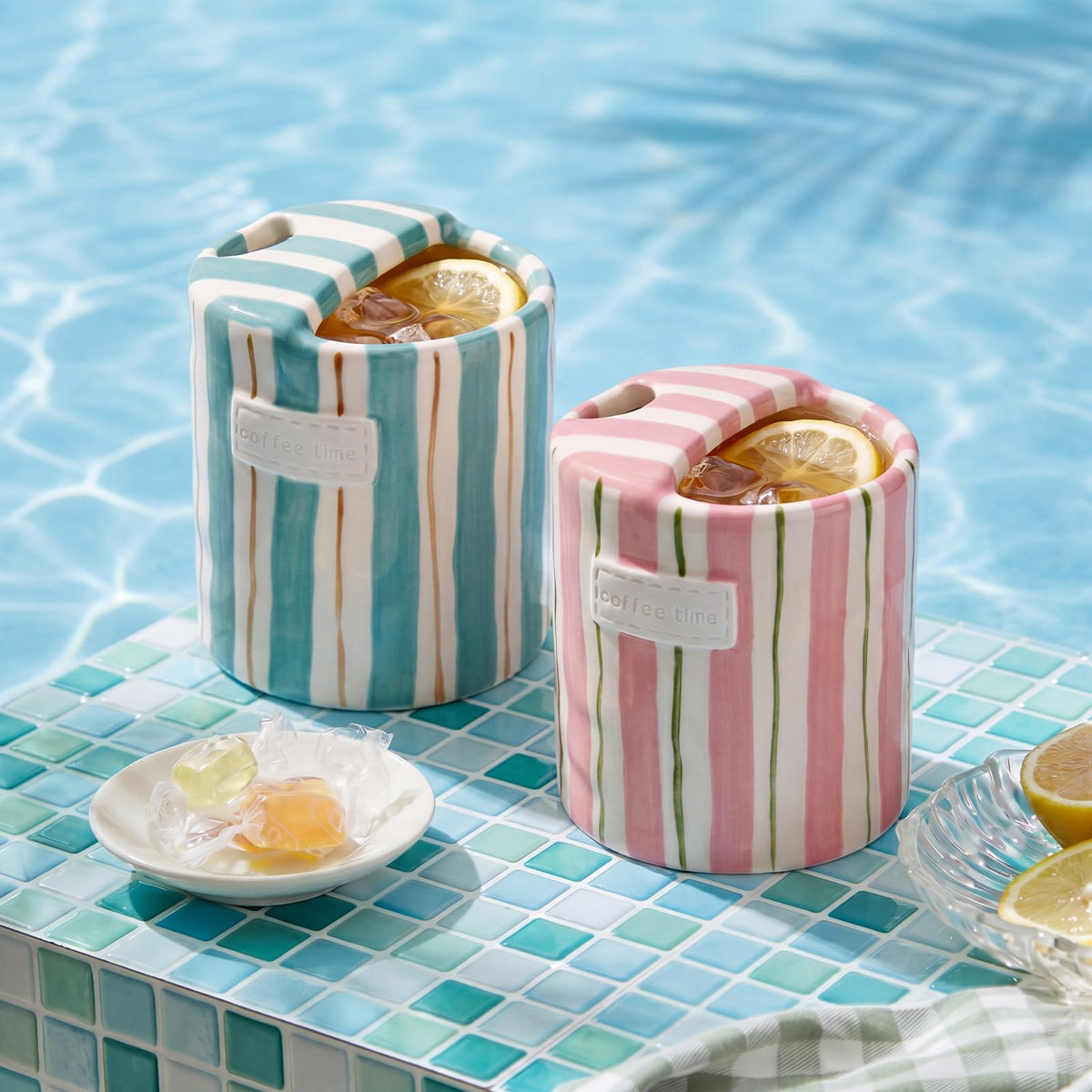 2 Pack Ceramic Mug with Sip Hole,