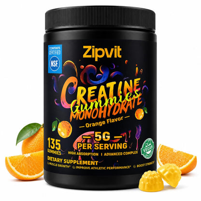 Creatine Monohydrate Gummies, Nsf Certified Creatine Gummy, 5g Dose for Men & Women to Support Muscle, Strength, Recovery, Cognitive Health & Memory, Pineapple Flavor, 135 Gummies
