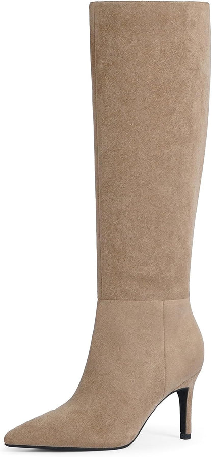 Easyfox Knee High Boots Women Pointed Toe Stiletto Heel Tall Boots
