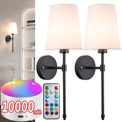 Yhcdlamp Battery Operated Wall Sconce Light with Remote Control, Dimmable Wall Sconce Set of 2
