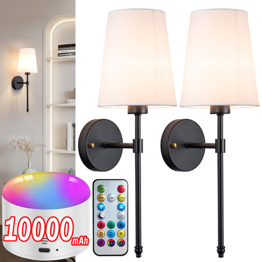 Yhcdlamp Battery Operated Wall Sconce Light with Remote Control, Dimmable Wall Sconce Set of 2