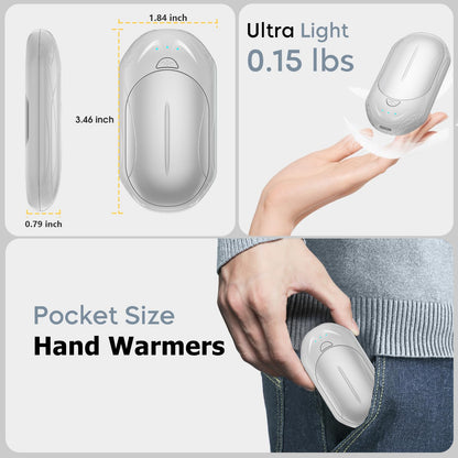 AI Hand Warmers Rechargeable 2 Pack, AI Smart Chips Electric Hand Warmers, 20Hrs Long