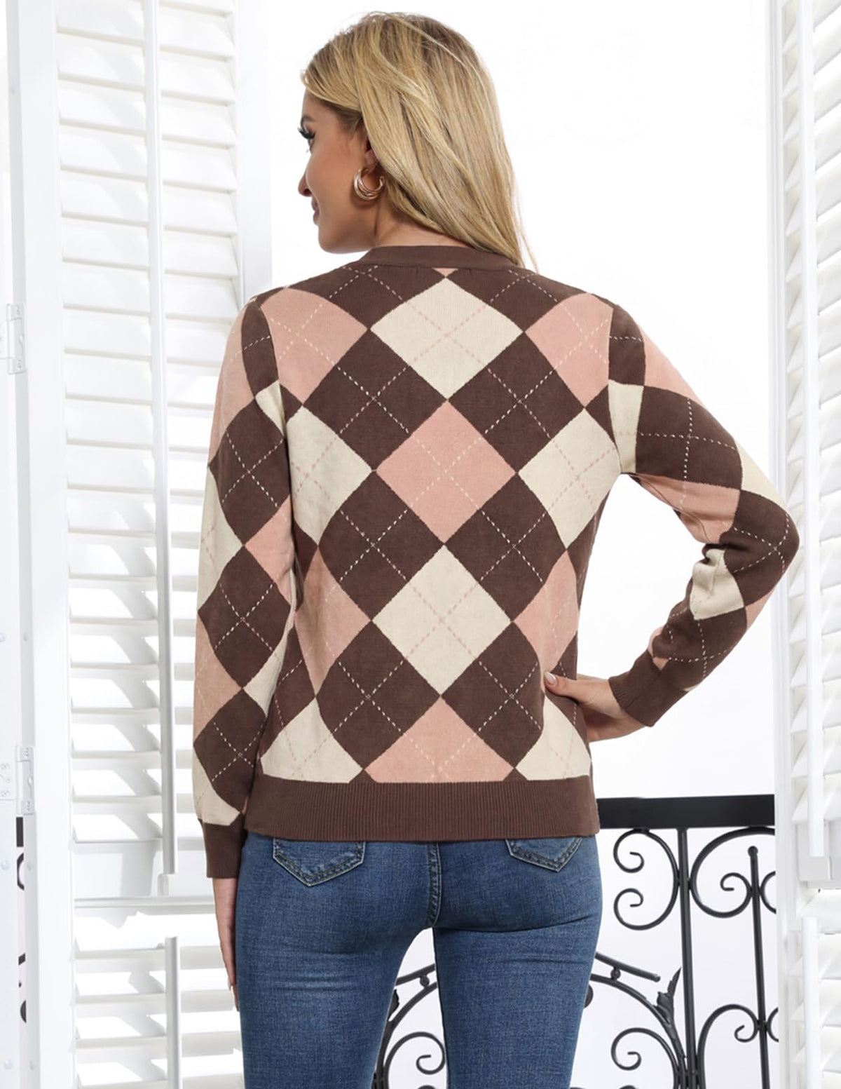 GRACE KARIN Cardigan Sweaters for Women - Argyle Sweater