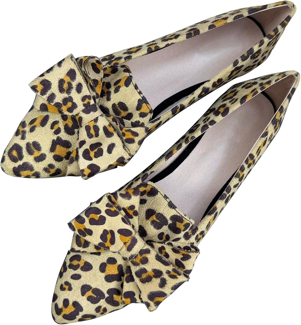 Stunner Womens Suede Bowknot Ballet Flats Pointed Toe Soft Dress Shoes