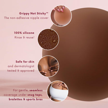 Cakes Body Grippy Non-Adhesive Silicone Nipple Covers for Women (No Sticky Adhesive) - Reusable, Silicone (Circle)