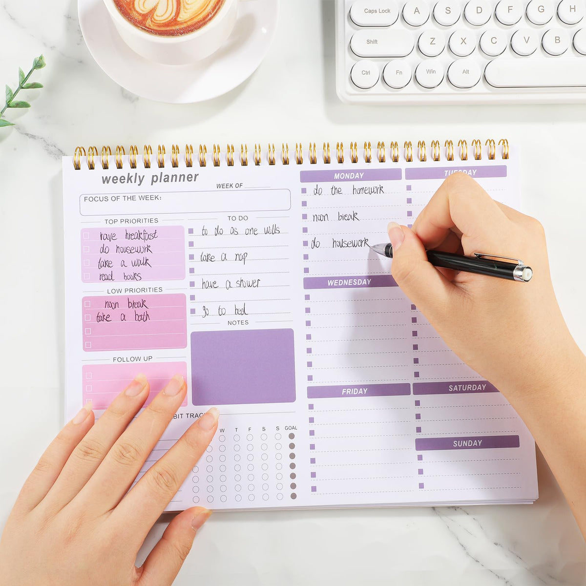 Thboxes Weekly Desk Planner, 8.5x11 In To Do List Notepad, 52 Sheets