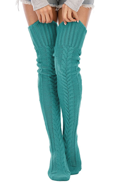 Leoparts Women's Cable Knit Thigh High Socks Over Knee Leg Warmer Stockings