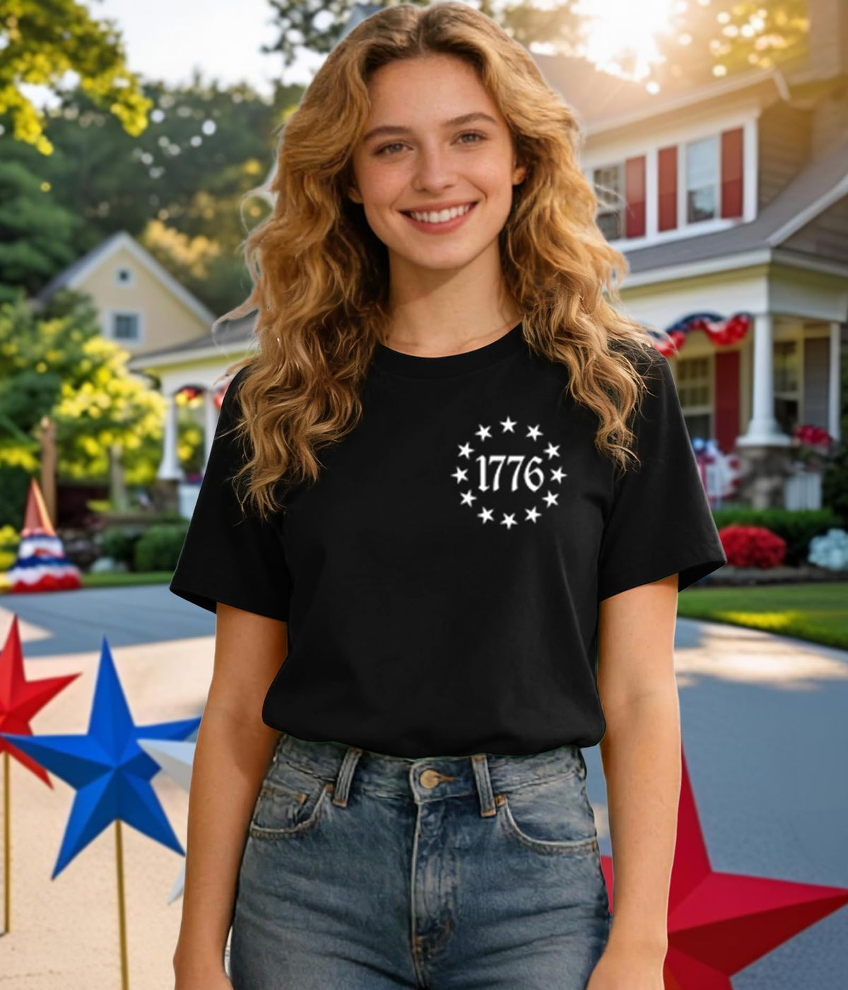 American Flag Shirts for Women 4th of July T-Shirts Usa Graphic Tees Casual Blouse Tops