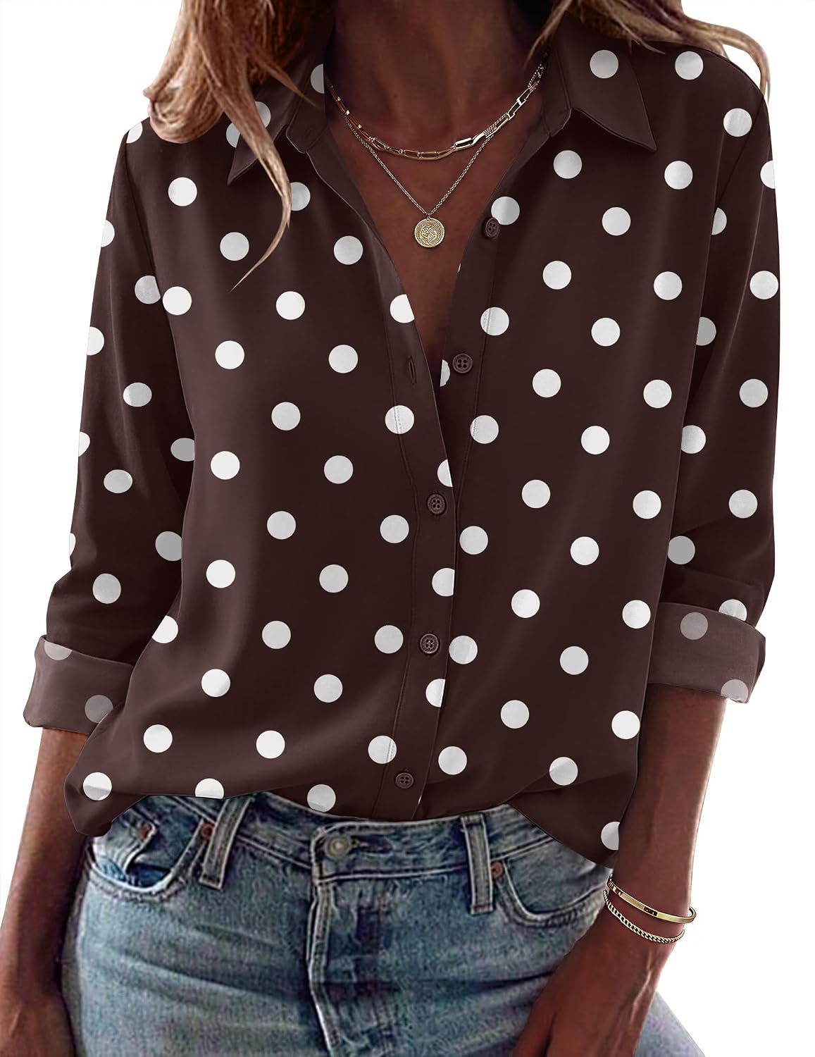 Zeagoo Blouses for Women Dressy Casual Long Sleeve Button Down Shirts Tops