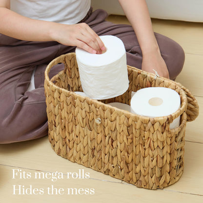 Yangqihome Toilet Paper Storage, Water Hyacinth Toilet Paper Storage with Lid
