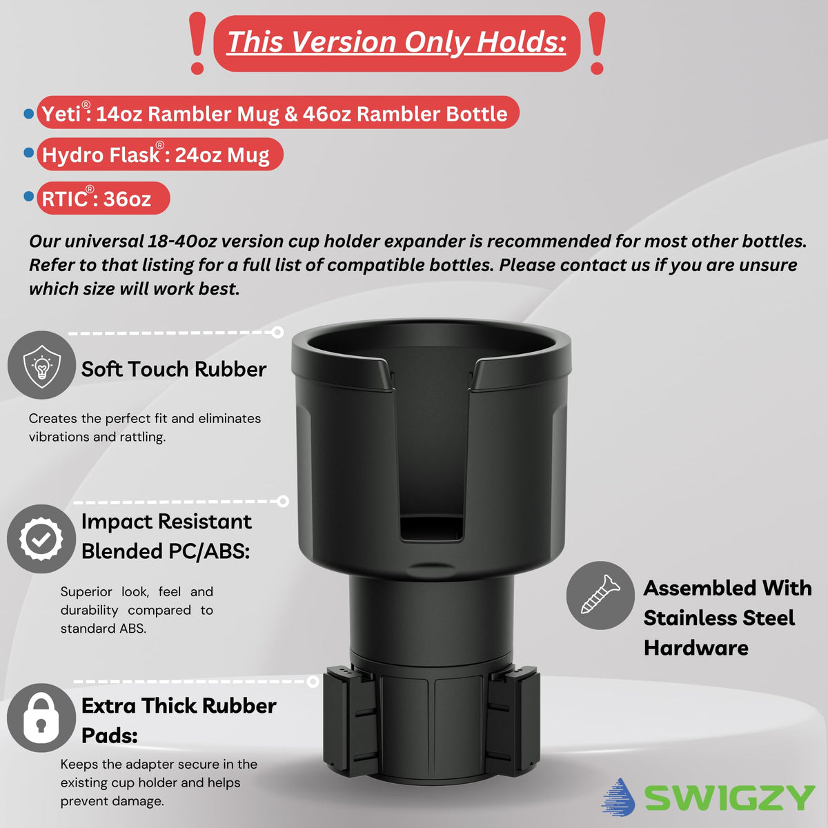 Swigzy Car Cup Holder Expander Adapter for Large Water Bottles