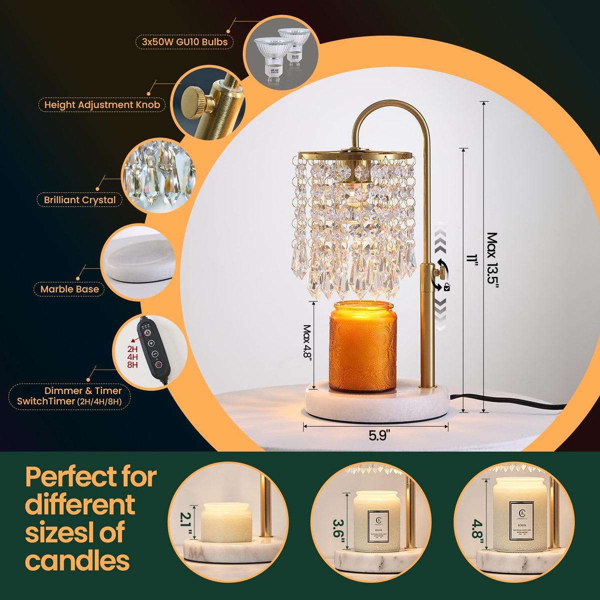 Candle Warmer Lamp with Timer & Dimmer