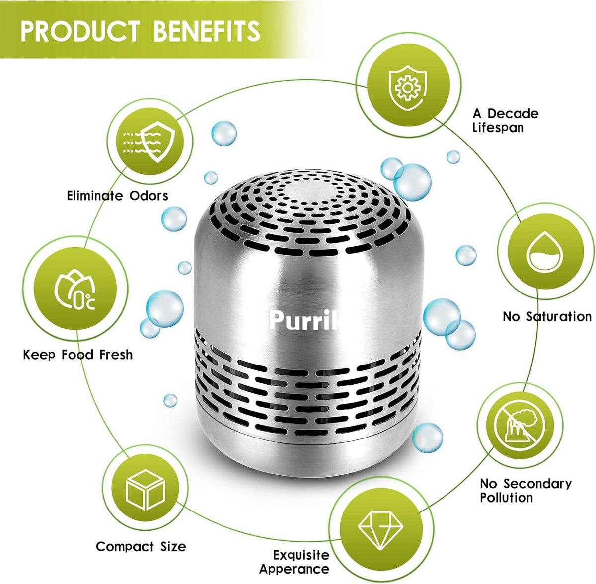 Purriko Refrigerator Deodorizer,lasts Up to 10 Years