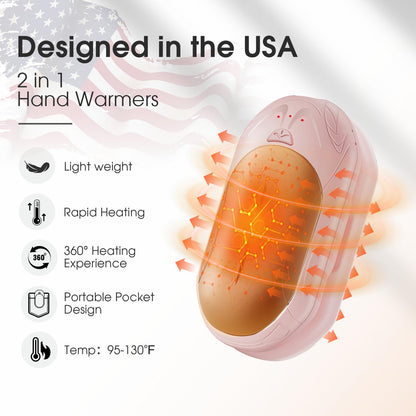 AI Hand Warmers Rechargeable 2 Pack, AI Smart Chips Electric Hand Warmers, 20Hrs Long