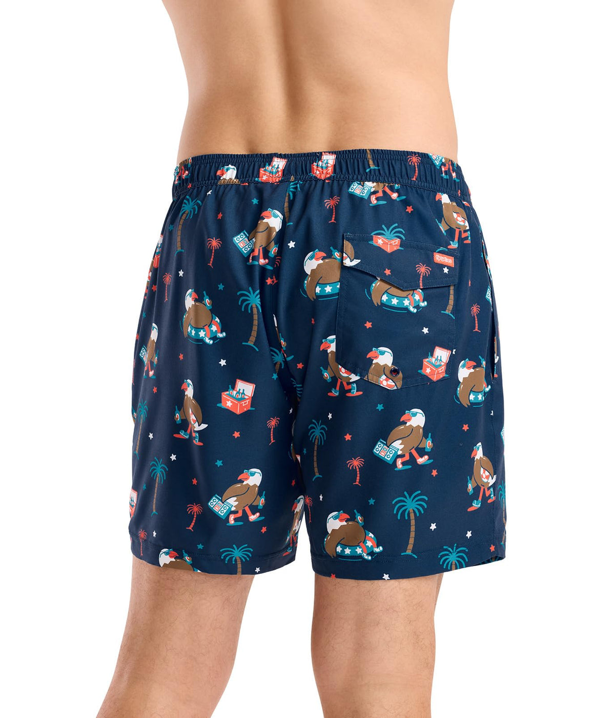 Tipsy Elves Men's Usa Swimming Trunks 7'' Inseam 4 Way Stretch Fabric W/Mesh Liner Swim Trunks for Men Bathing Suit