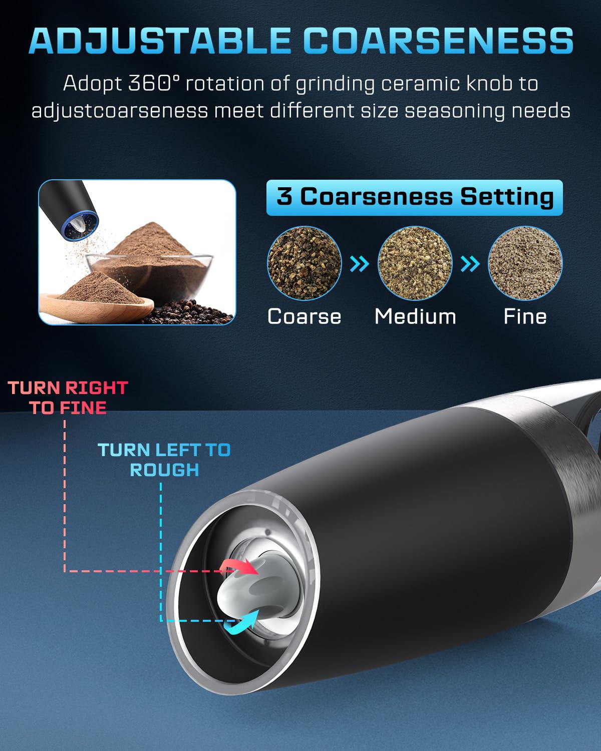 Xinxu Gravity Electric Pepper and Salt Grinder Set