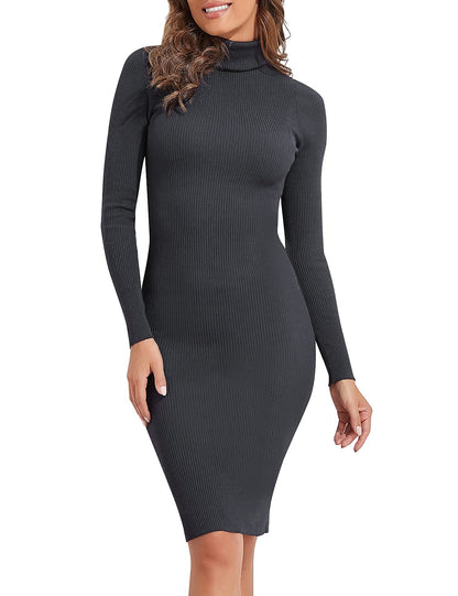PrettyGuide Slim Fit Ribbed Knit Midi Dresses
