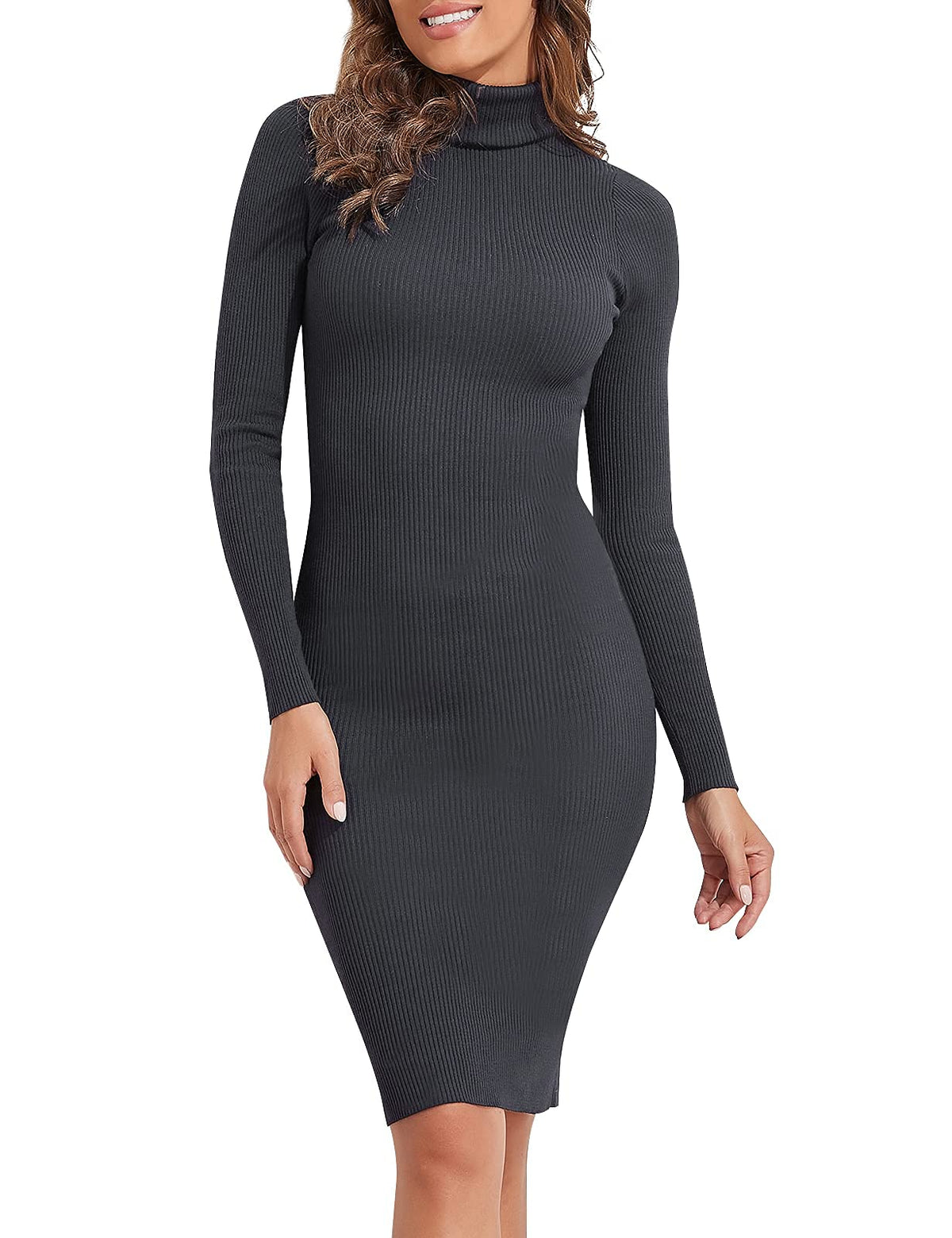 PrettyGuide Slim Fit Ribbed Knit Midi Dresses